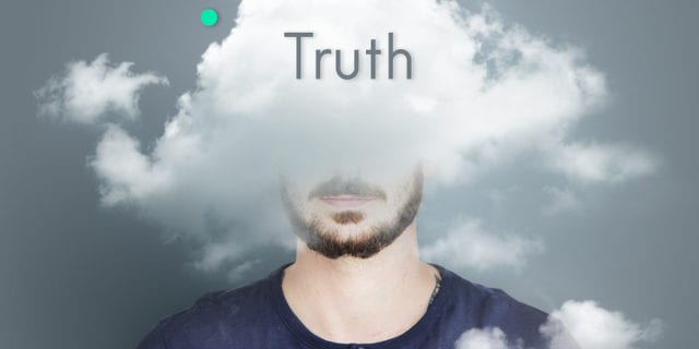 man with cloud on head and truth