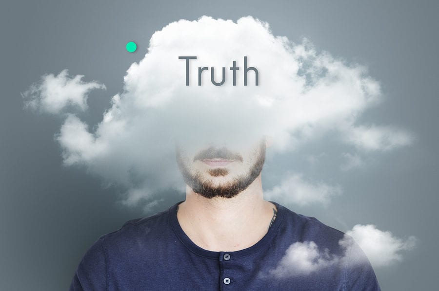 man with cloud on head and truth