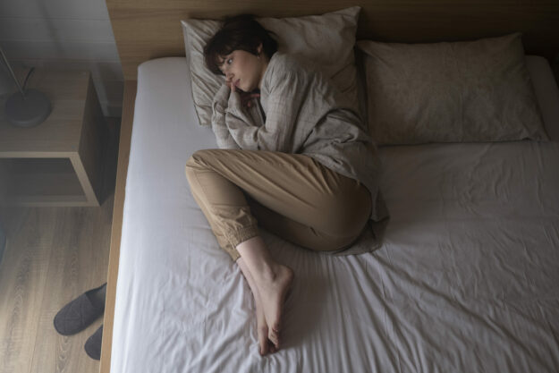 full-shot-woman-laying-bed Sometimes depression can make it hard to live your life in any meaningful way, but there are still things you can do to help yourself feel better.